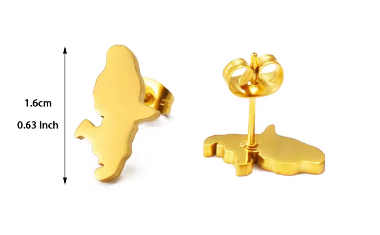✨ Boucles d’Oreilles en Acier Inoxydable – Carte de la Guadeloupe, Martinique 🇲🇶, Guyane 🇬🇫 & Réunion 🇷🇪