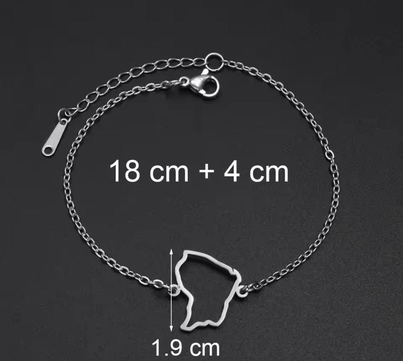 ✨⛓️ Bracelet, chaine de cheville ou collier en Acier Inoxydable rond – Carte de la Guadeloupe