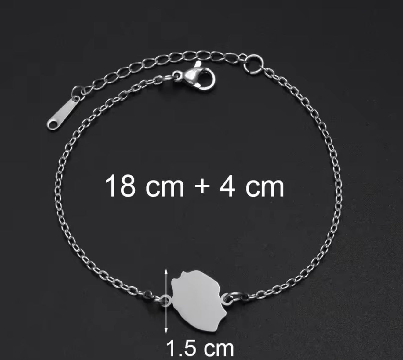 ✨⛓️ Bracelet, chaine de cheville ou collier en Acier Inoxydable rond – Carte de la Guadeloupe