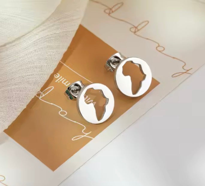 ✨ Boucles d’Oreilles en Acier Inoxydable – Carte de la Guadeloupe, Martinique 🇲🇶, Guyane 🇬🇫 & Réunion 🇷🇪