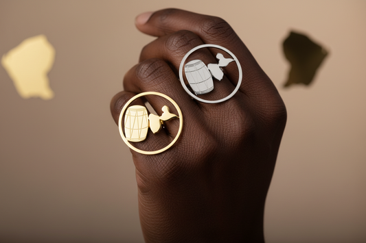 💍✨ Grande Bague Ronde en Acier Inox ajustable – Carte de la Guadeloupe & Madagascar 🇲🇬