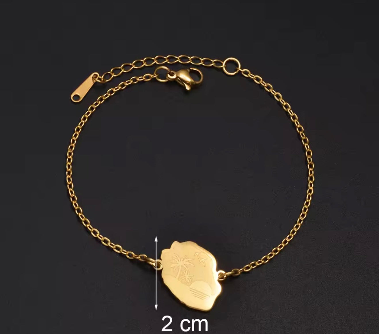✨⛓️ Bracelet, chaine de cheville ou collier en Acier Inoxydable rond – Carte de la Guadeloupe