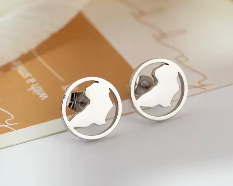✨ Boucles d’Oreilles en Acier Inoxydable – Carte de la Guadeloupe, Martinique 🇲🇶, Guyane 🇬🇫 & Réunion 🇷🇪