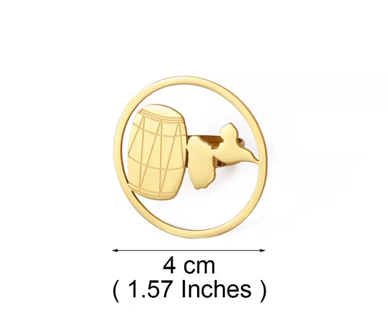 💍✨ Grande Bague Ronde en Acier Inox ajustable – Carte de la Guadeloupe & Madagascar 🇲🇬