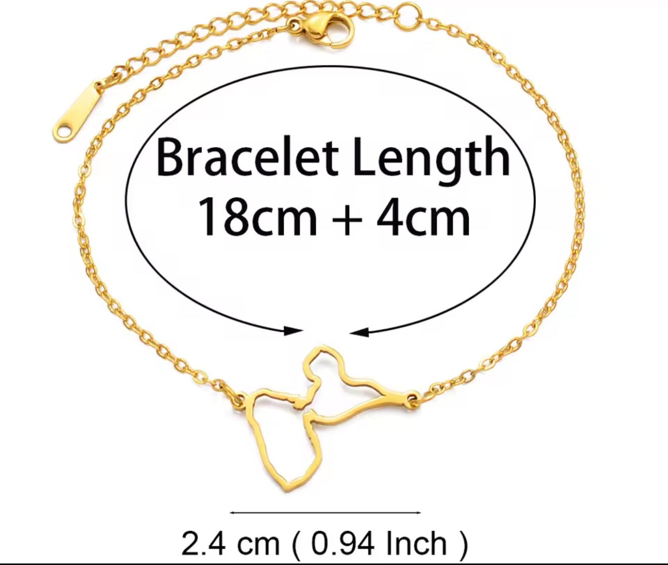 ✨⛓️ Bracelet, chaine de cheville ou collier en Acier Inoxydable rond – Carte de la Guadeloupe