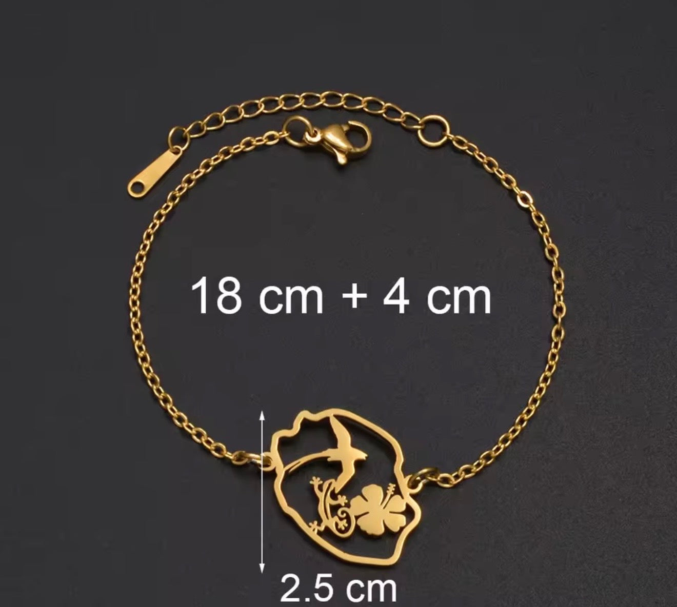 ✨⛓️ Bracelet, chaine de cheville ou collier en Acier Inoxydable rond – Carte de la Guadeloupe