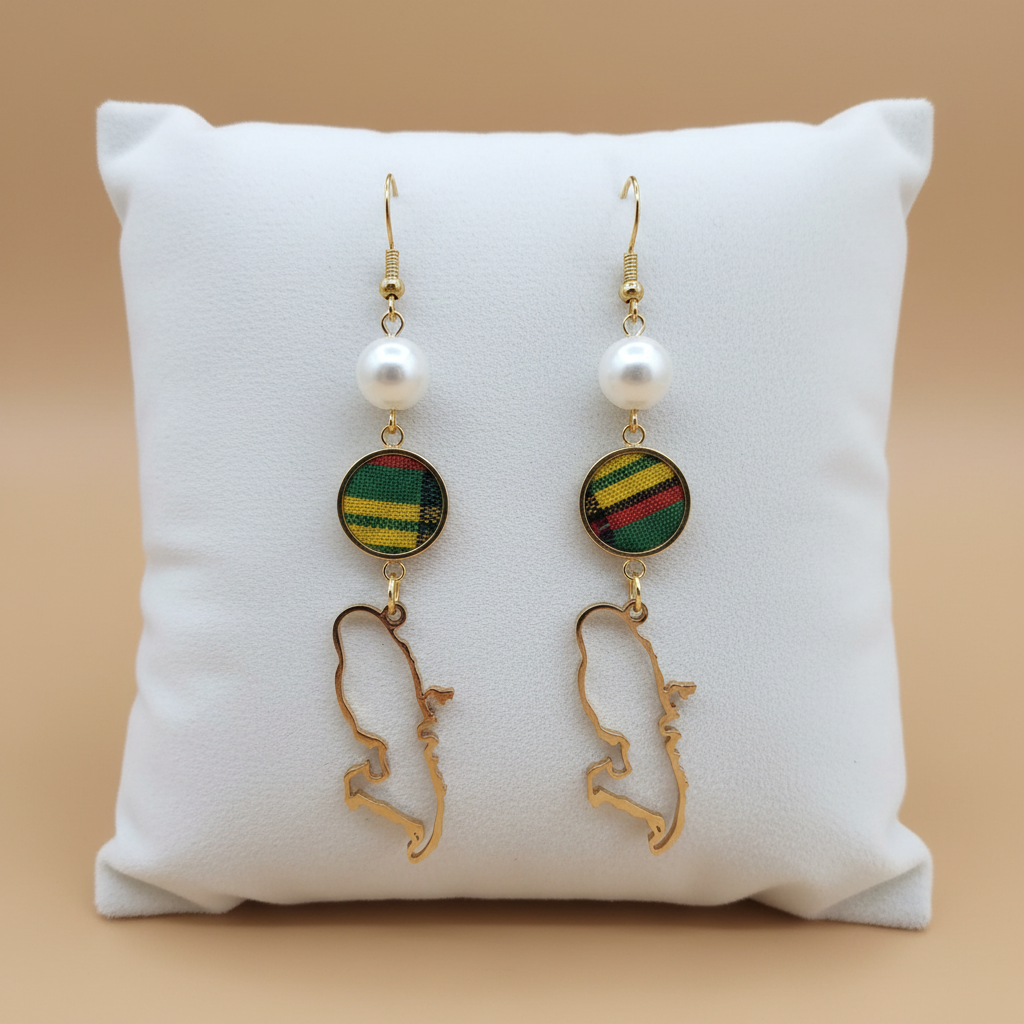 🌺 Boucles d’Oreilles madras «MADRÉLYA» Antilles/Guyane
