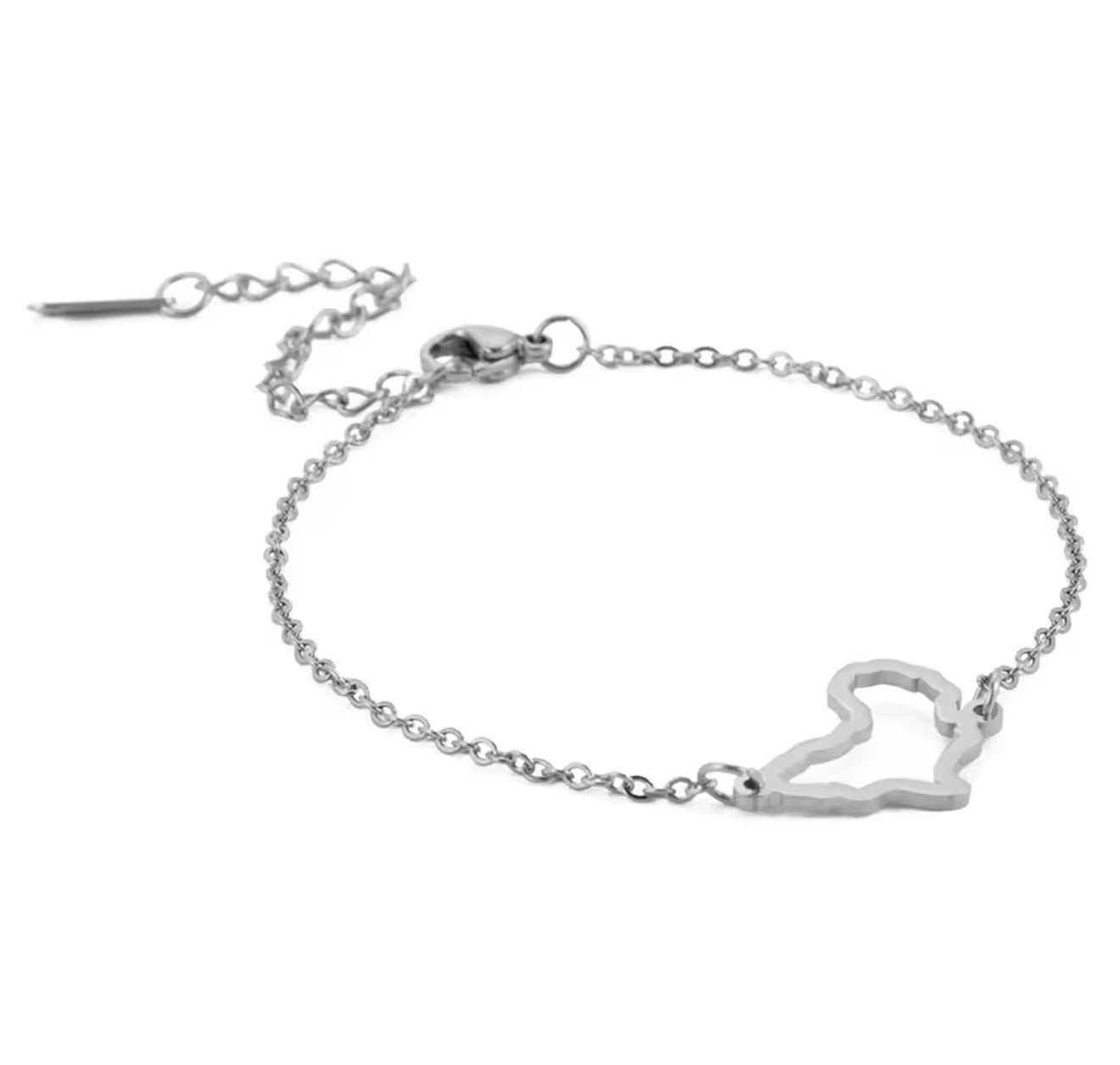 ✨⛓️ Bracelet, chaine de cheville ou collier en Acier Inoxydable rond – Carte de la Guadeloupe