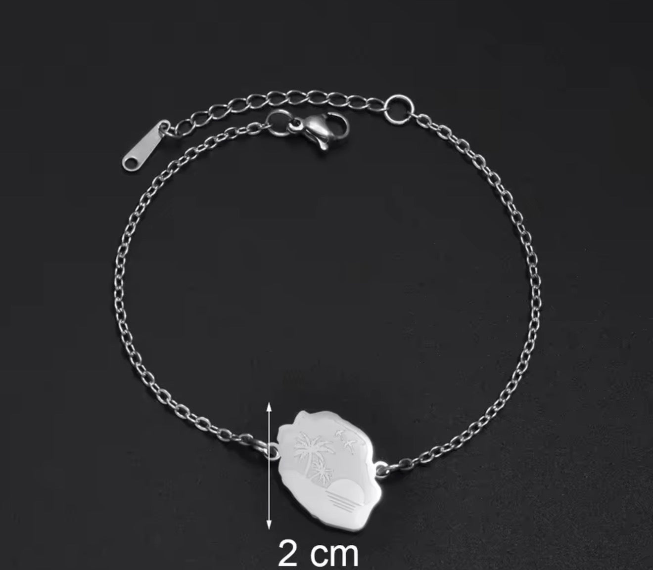 ✨⛓️ Bracelet, chaine de cheville ou collier en Acier Inoxydable rond – Carte de la Guadeloupe