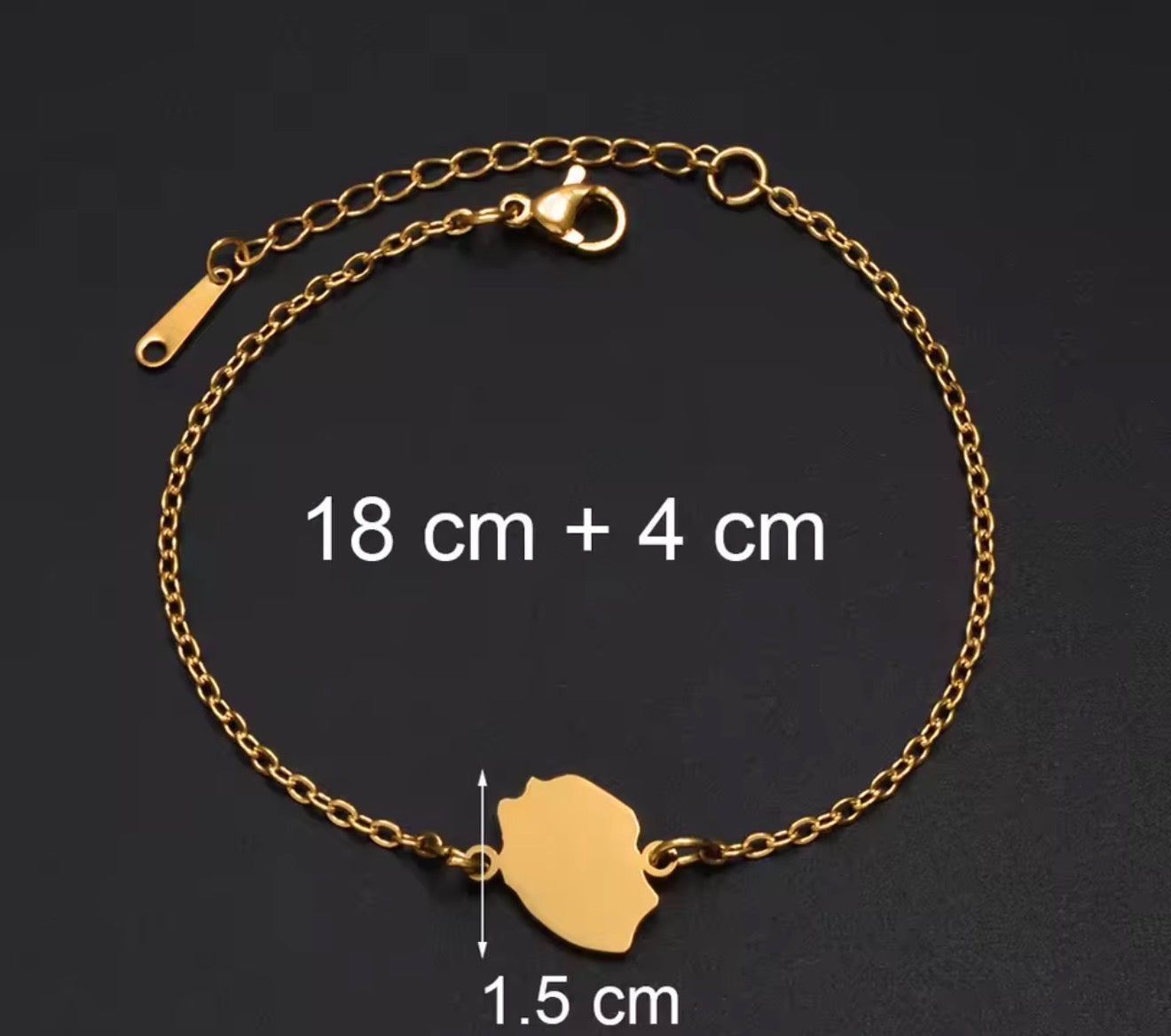 ✨⛓️ Bracelet, chaine de cheville ou collier en Acier Inoxydable rond – Carte de la Guadeloupe