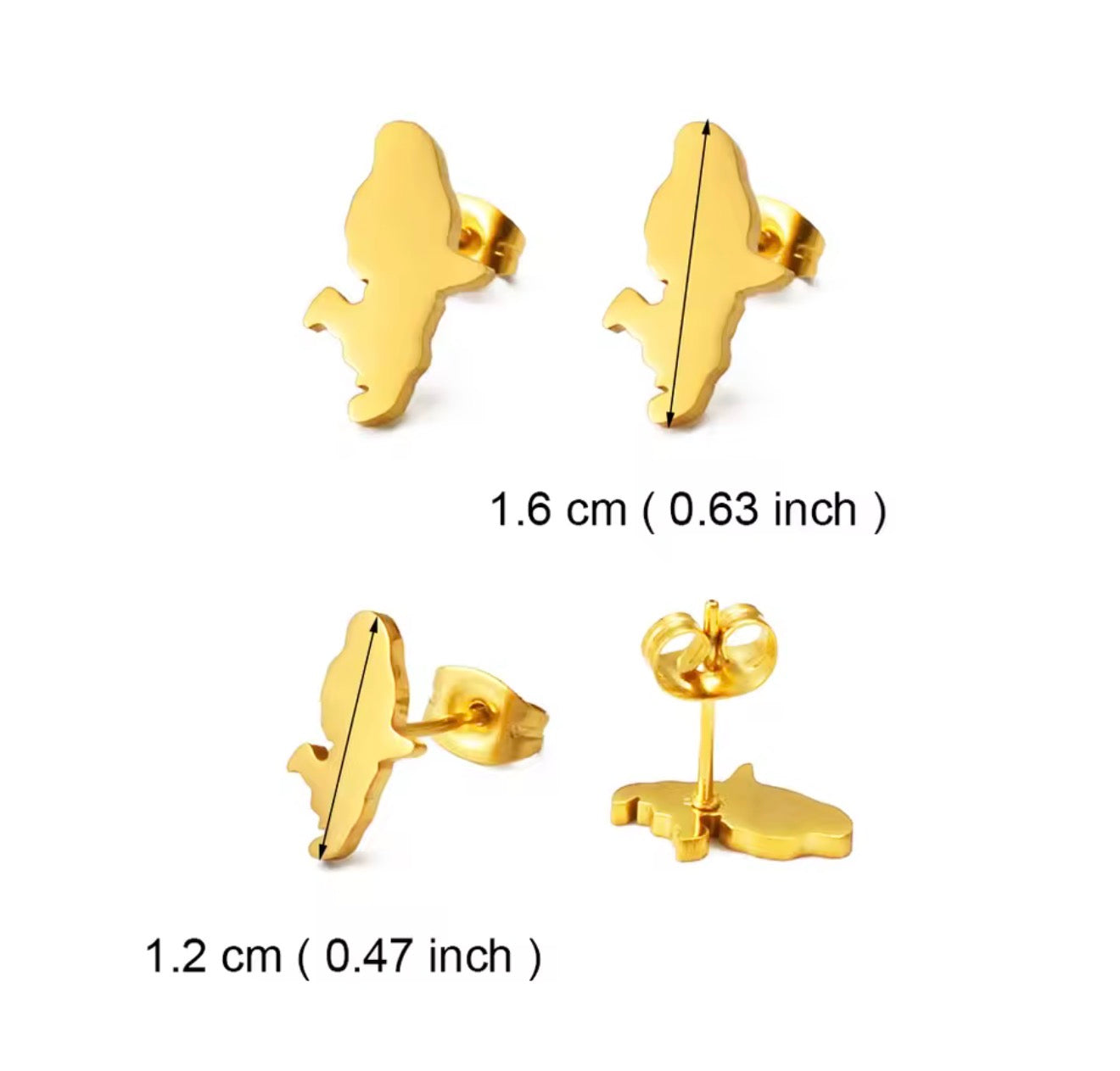 ✨ Boucles d’Oreilles en Acier Inoxydable – Carte de la Guadeloupe, Martinique 🇲🇶, Guyane 🇬🇫 & Réunion 🇷🇪