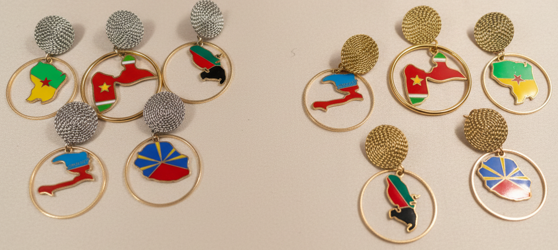 🌺 Boucles d’oreilles créole « KAWINA » Antilles/Guyane