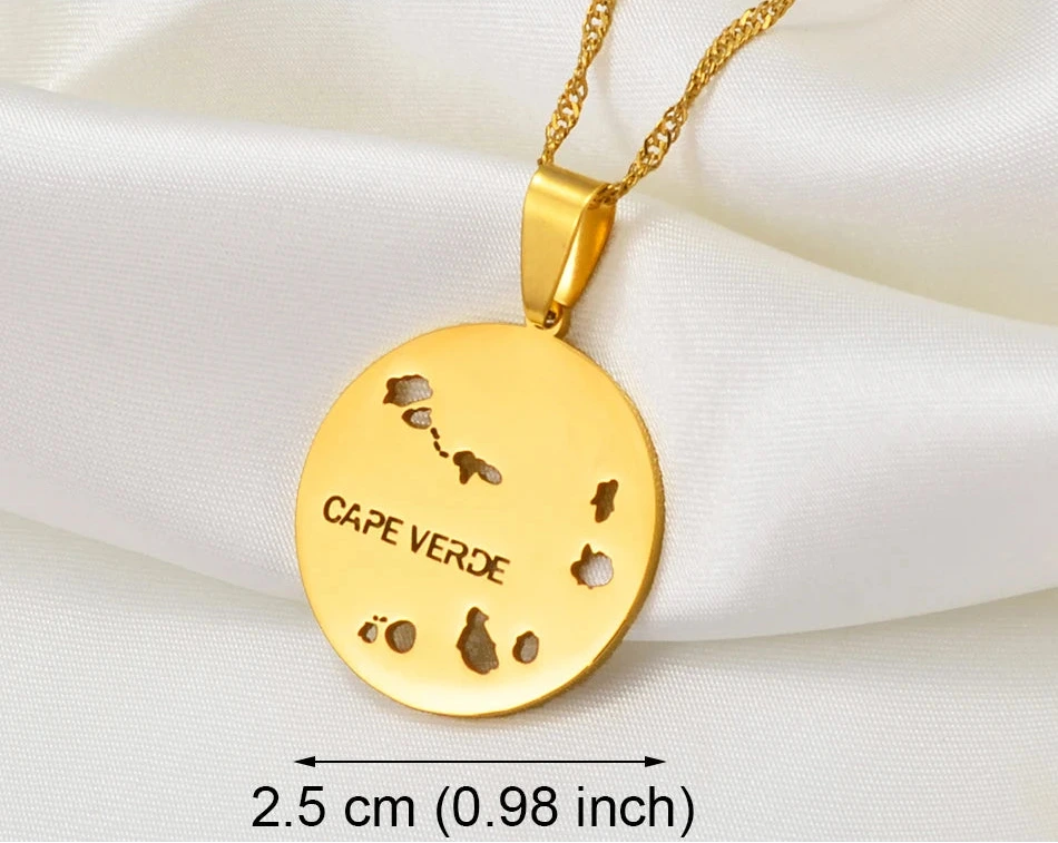 ✨🇨🇻 Collier Chaîne en Acier Inoxydable – Pendentif Cœur ou Rond Îles du Cap-Vert