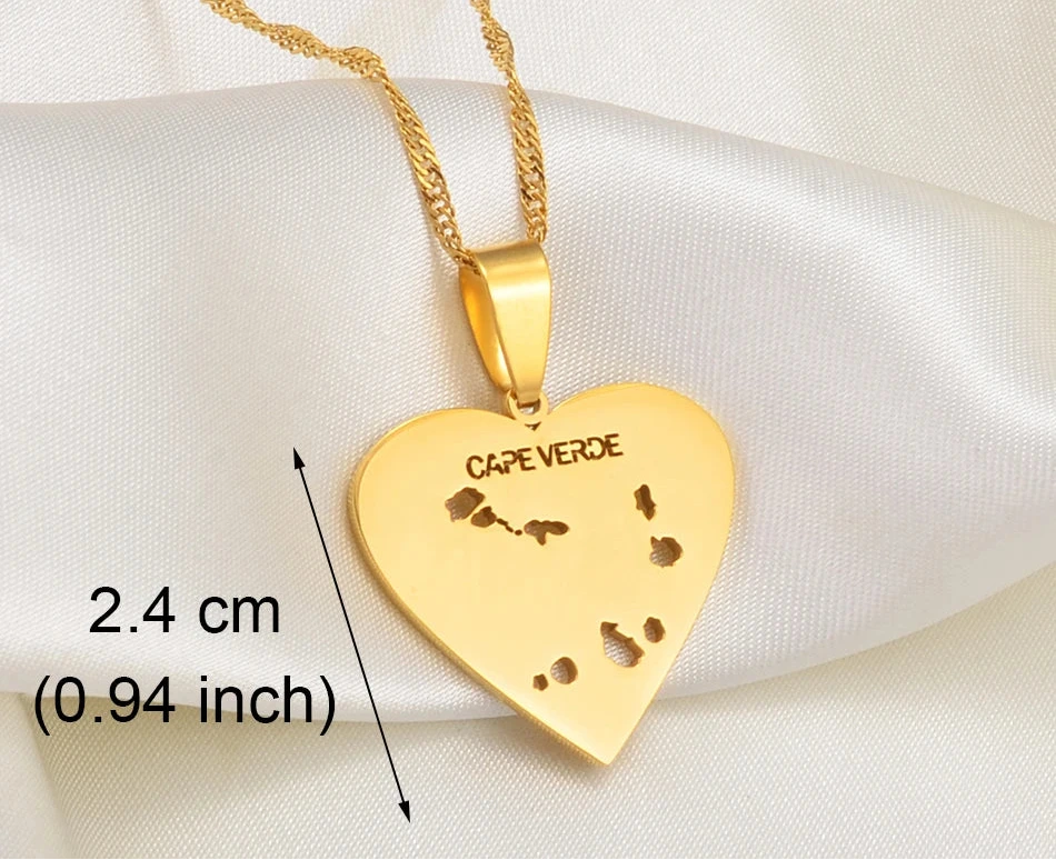 ✨🇨🇻 Collier Chaîne en Acier Inoxydable – Pendentif Cœur ou Rond Îles du Cap-Vert