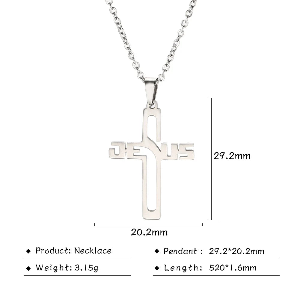 ✨ Collier avec Pendentif Croix Jésus en Acier Inoxydable