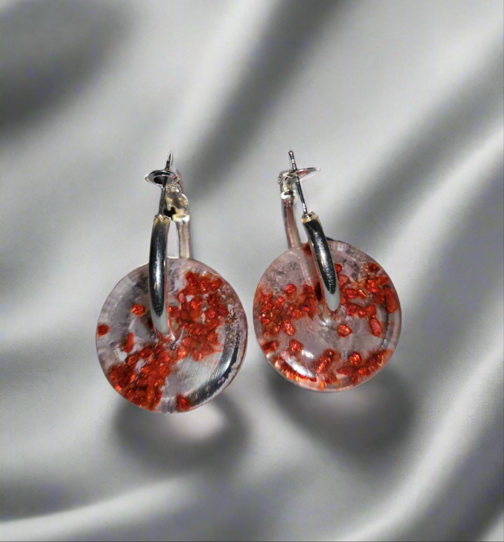 Paire de Pampilles en résine avec boucle d'oreilles créole en acier inox (2 pcs)