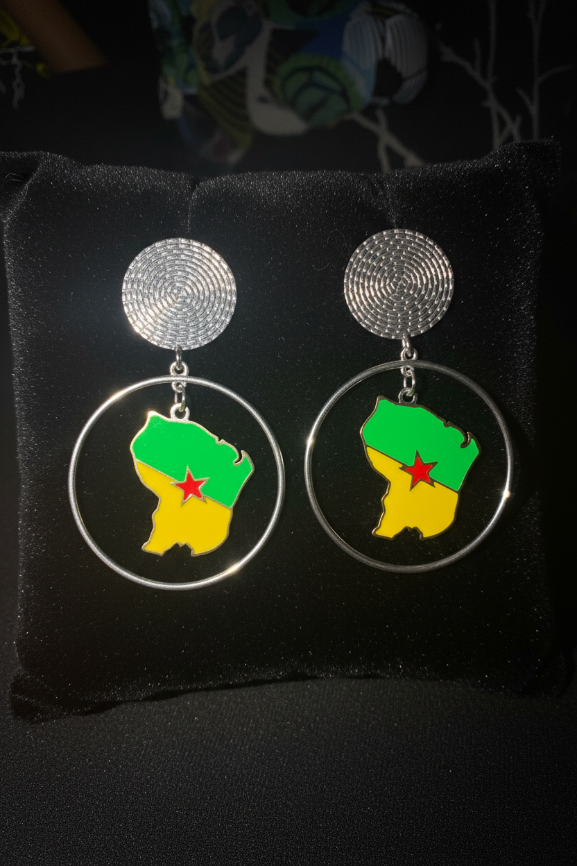 🌺 Boucles d’oreilles créole « KAWINA » Antilles/Guyane