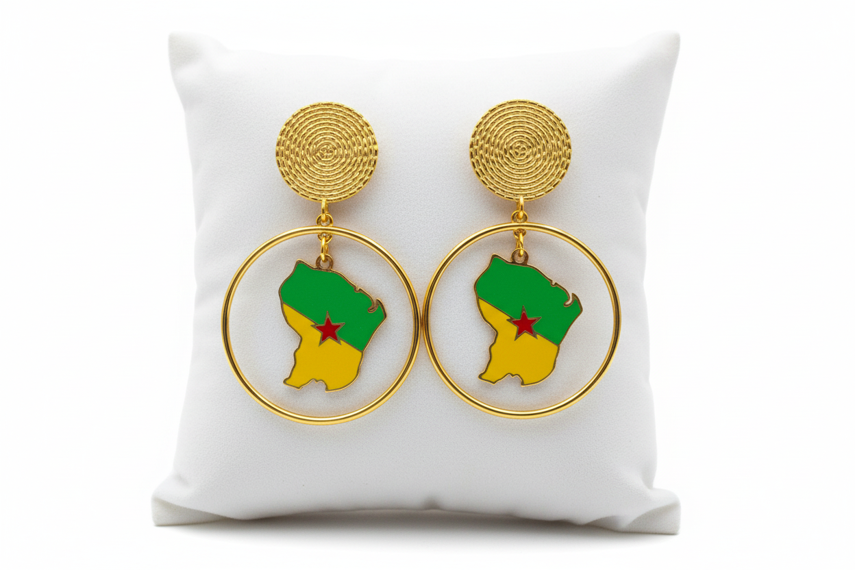 🌺 Boucles d’oreilles créole « KAWINA » Antilles/Guyane