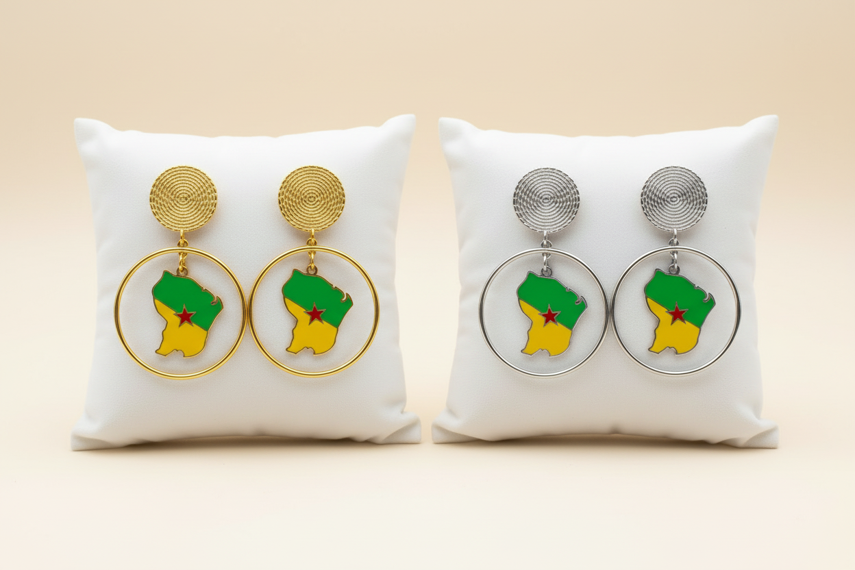 🌺 Boucles d’oreilles créole « KAWINA » Antilles/Guyane
