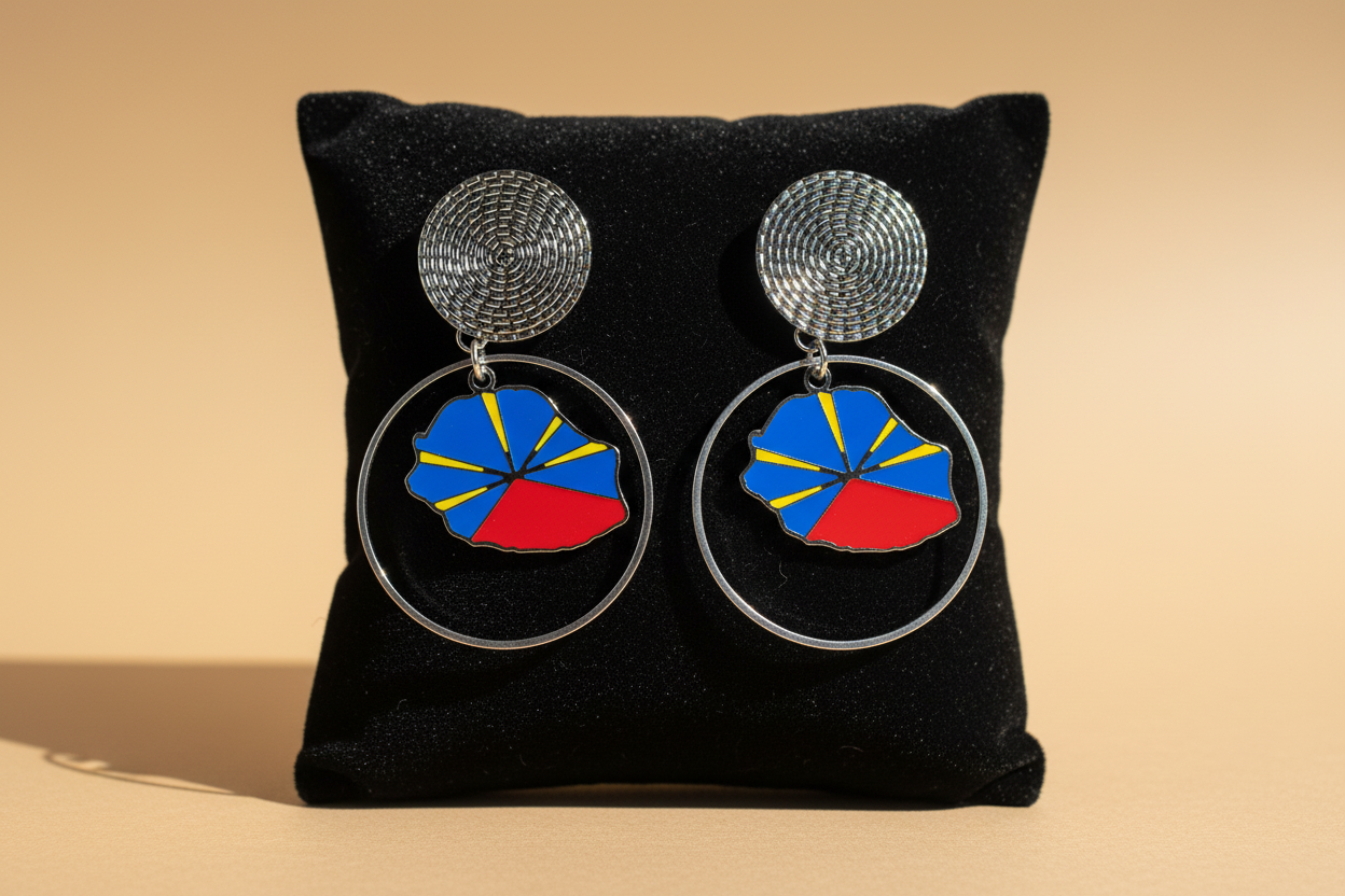 🌺 Boucles d’oreilles créole « KAWINA » Antilles/Guyane