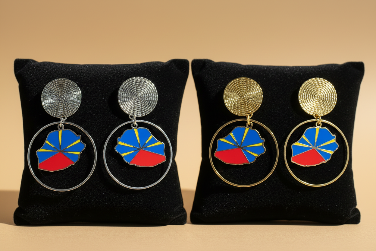 🌺 Boucles d’oreilles créole « KAWINA » Antilles/Guyane