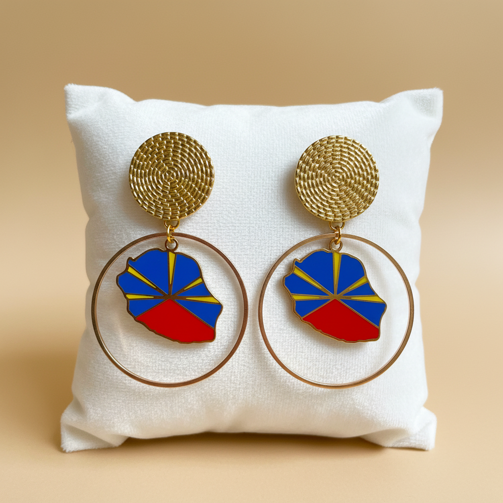 🌺 Boucles d’oreilles créole « KAWINA » Antilles/Guyane