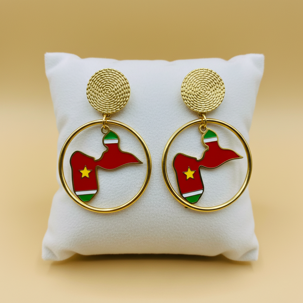 🌺 Boucles d’oreilles créole « KAWINA » Antilles/Guyane