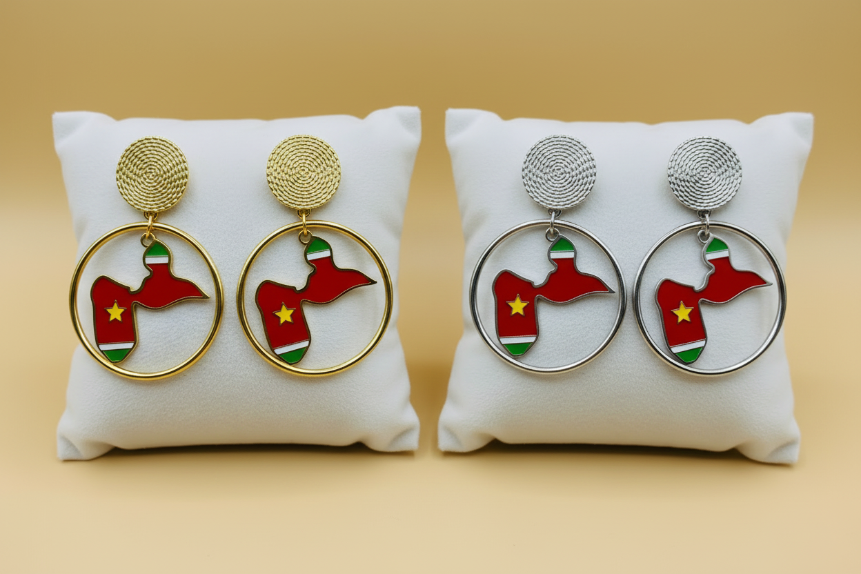 🌺 Boucles d’oreilles créole « KAWINA » Antilles/Guyane