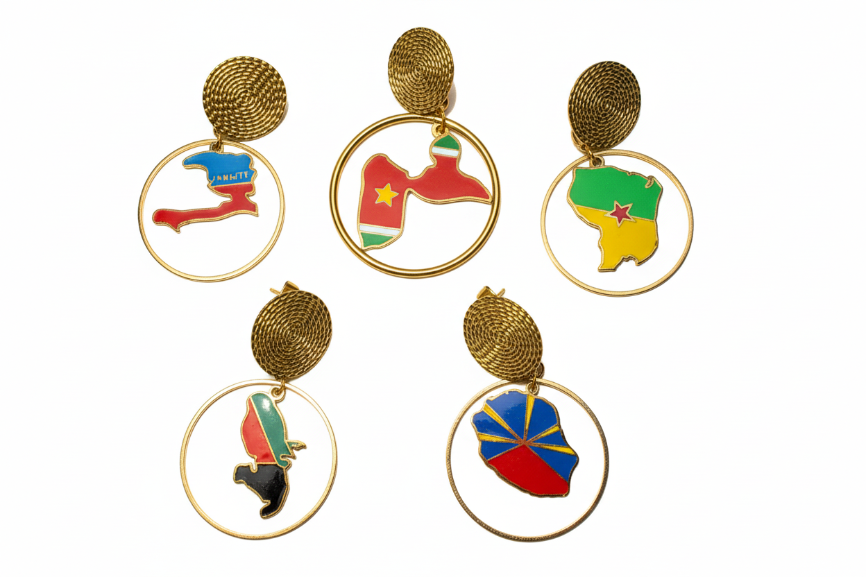 🌺 Boucles d’oreilles créole « KAWINA » Antilles/Guyane