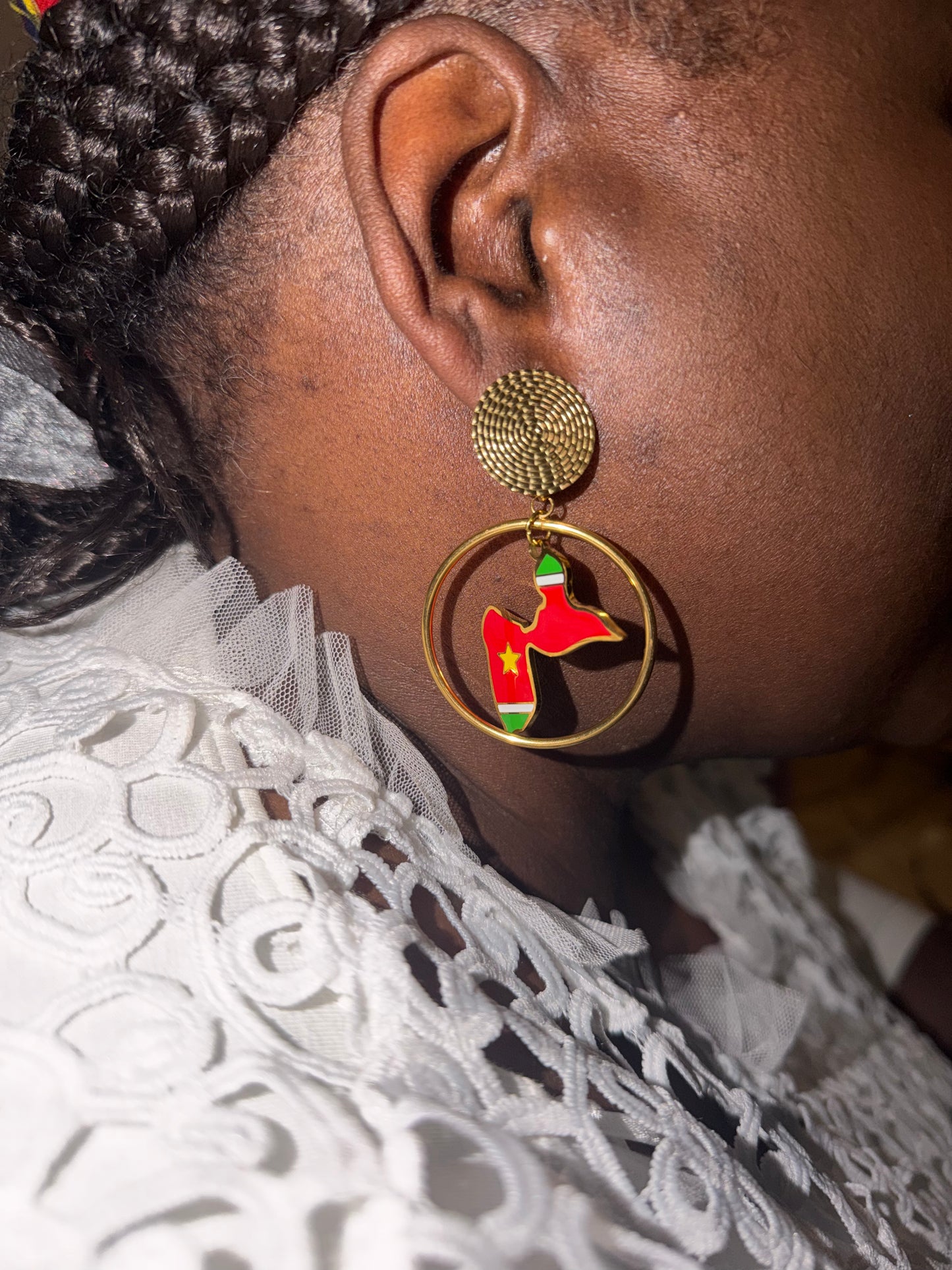 🌺 Boucles d’oreilles créole « KAWINA » Antilles/Guyane