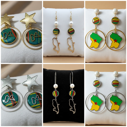 🌺 Boucles d’Oreilles madras «MADRÉLYA» Antilles/Guyane