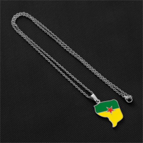 ✨ Collier + Pendentif Guyane Française – Acier Inoxydable au Couleurs du Drapeau
