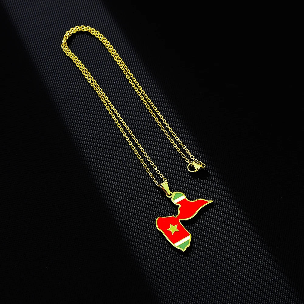 ✨ Collier + Pendentif Guadeloupe en Acier Inox au couleurs du drapeau