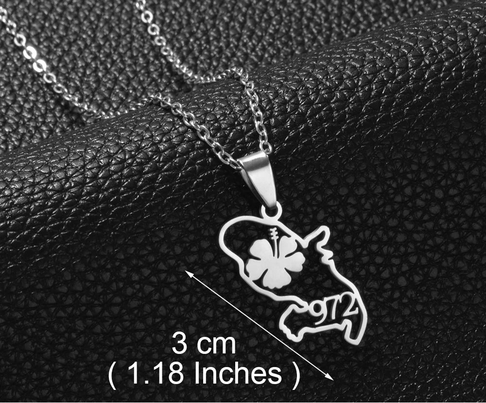 ✨ Collier + Pendentif des outres-mers hibiscus en Acier Inox