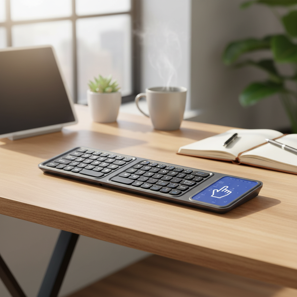 ⌨️ Clavier Sans Fil Pliant à Trois Volets Bluetooth • Pavé tactile & numérique • Ultra portable