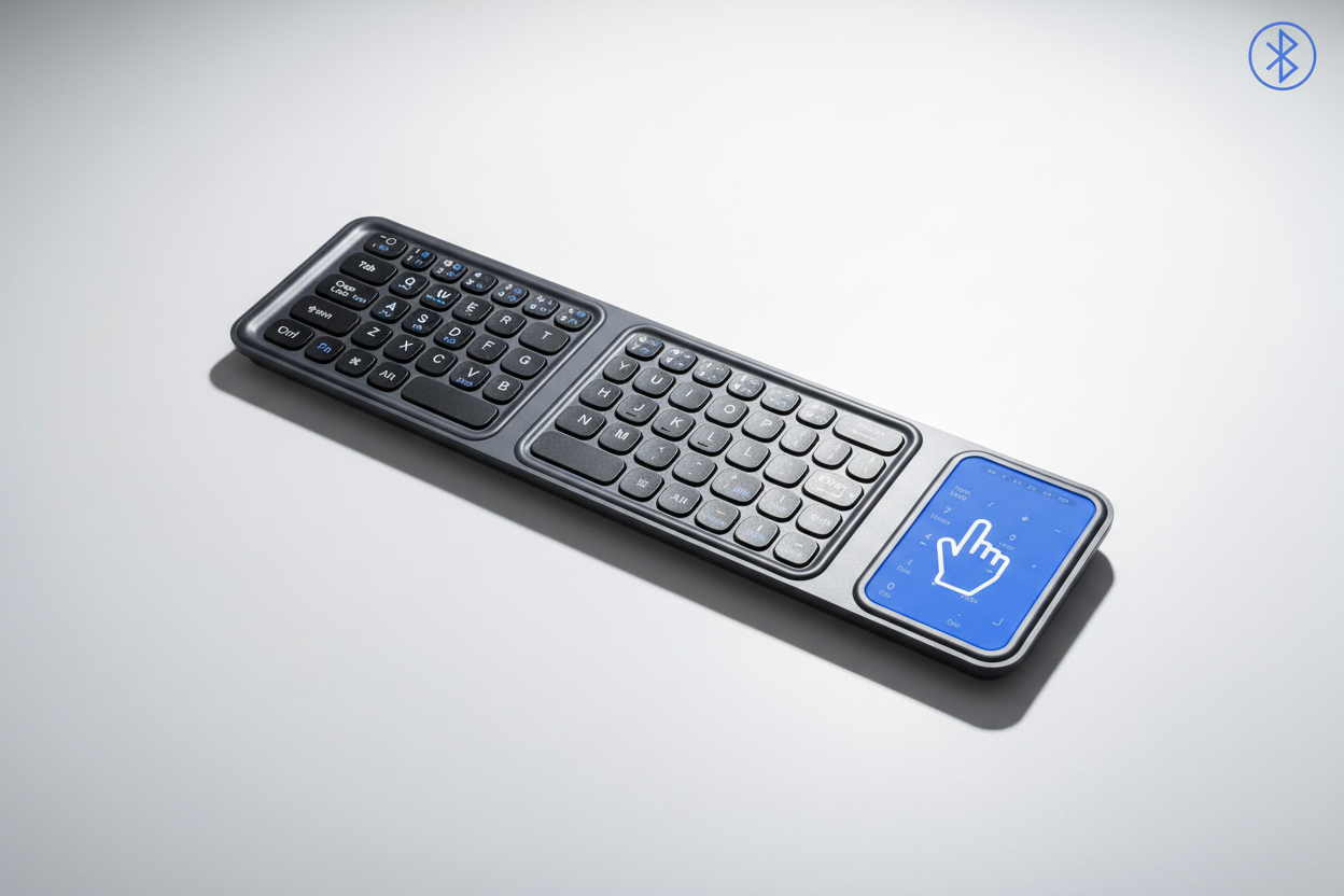 ⌨️ Clavier Sans Fil Pliant à Trois Volets Bluetooth • Pavé tactile & numérique • Ultra portable