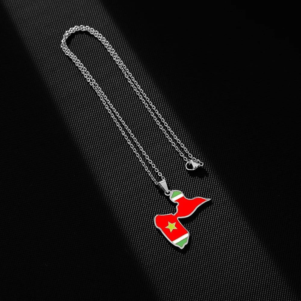 ✨ Collier + Pendentif Guadeloupe en Acier Inox au couleurs du drapeau