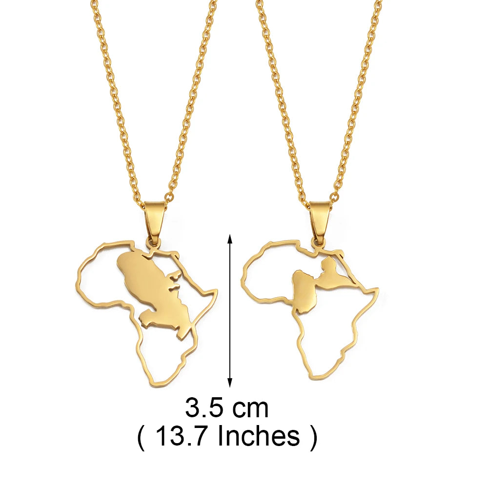 ✨ Collier + Pendentif Afrique intérieur Guadeloupe ou Martinique en Acier Inoxydable