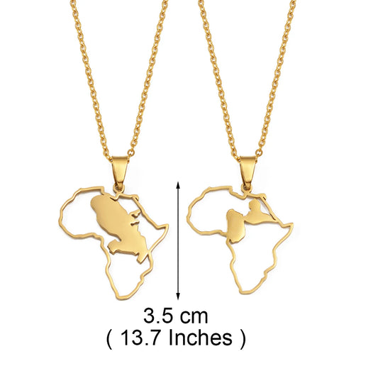 ✨ Collier + Pendentif Afrique intérieur Guadeloupe ou Martinique en Acier Inoxydable