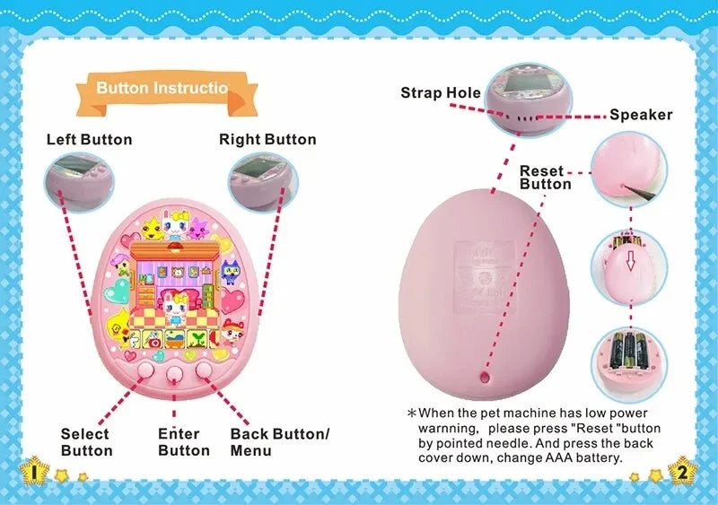 👾🐾 Tamagotchi Électronique Virtuel – Animal de Compagnie Interactif HD - Blanc - Bleu - Rose