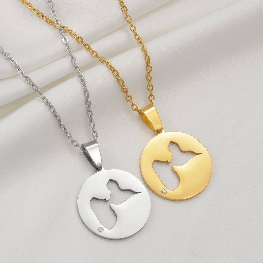 ✨ Collier + Pendentif Guadeloupe strass en Acier Inox rond