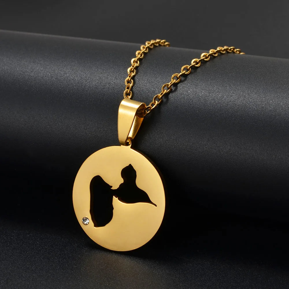 ✨ Collier + Pendentif Guadeloupe strass en Acier Inox rond
