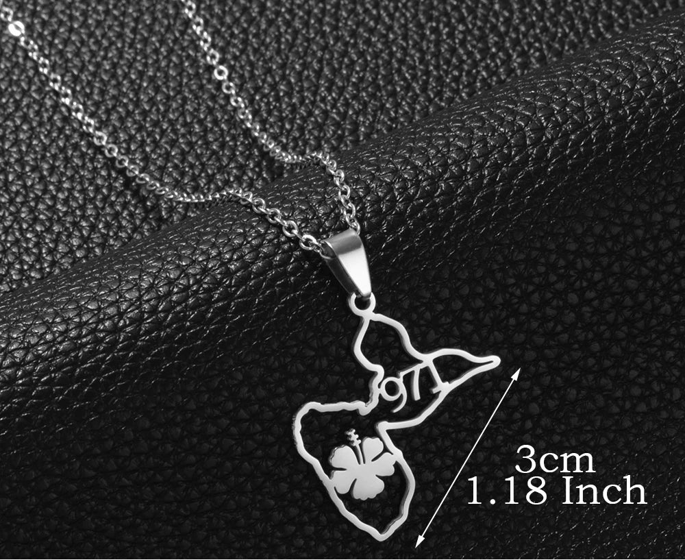 ✨ Collier + Pendentif des outres-mers hibiscus en Acier Inox