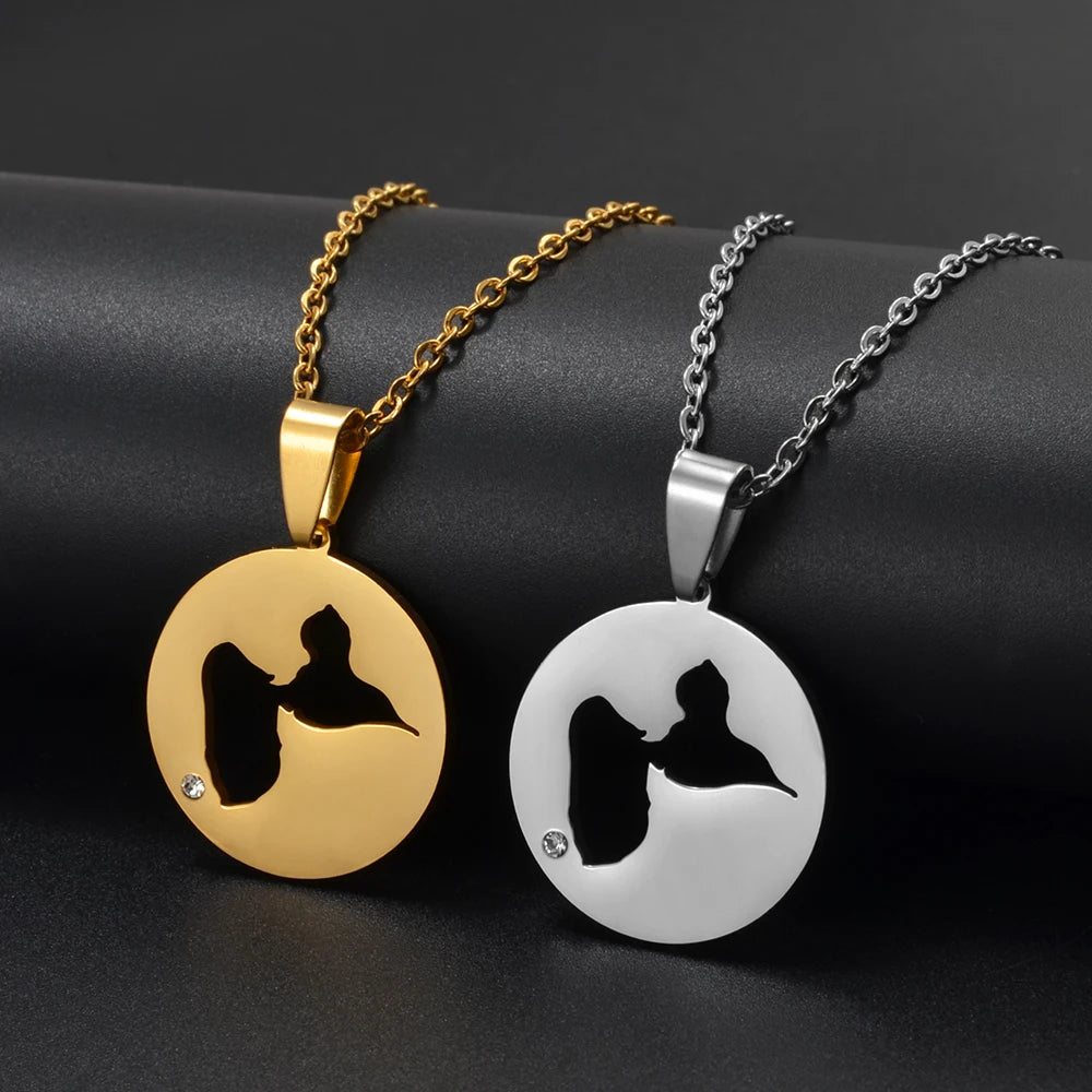 ✨ Collier + Pendentif Guadeloupe strass en Acier Inox rond