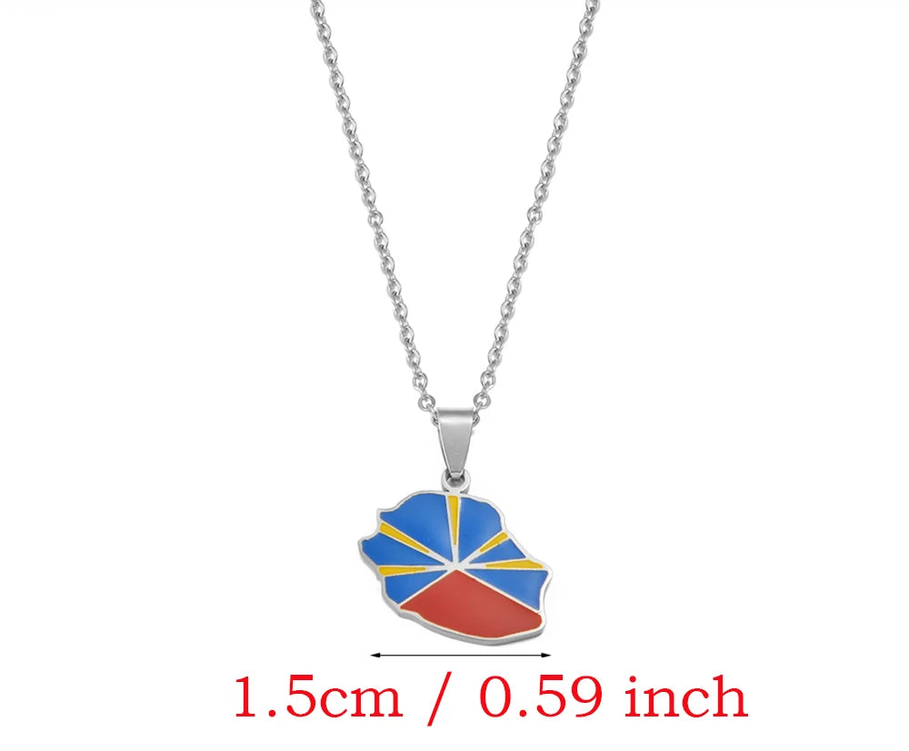 ✨ Collier + Pendentif des outres-mers hibiscus en Acier Inox