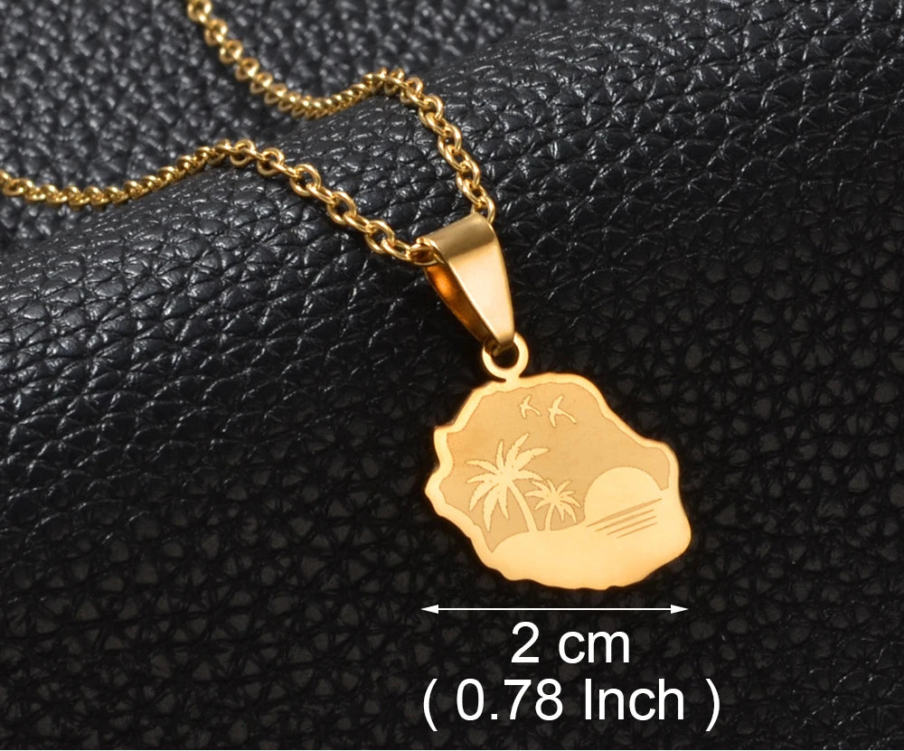 ✨ Collier + Pendentif des outres-mers hibiscus en Acier Inox