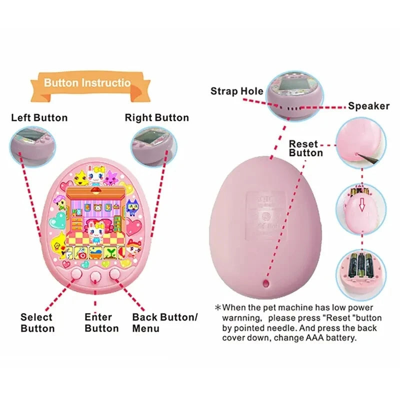 👾🐾 Tamagotchi Électronique Virtuel – Animal de Compagnie Interactif HD - Blanc - Bleu - Rose