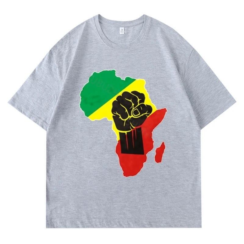 👕🌍 T-Shirt Noir – Carte de l’Afrique vert jaune rouge