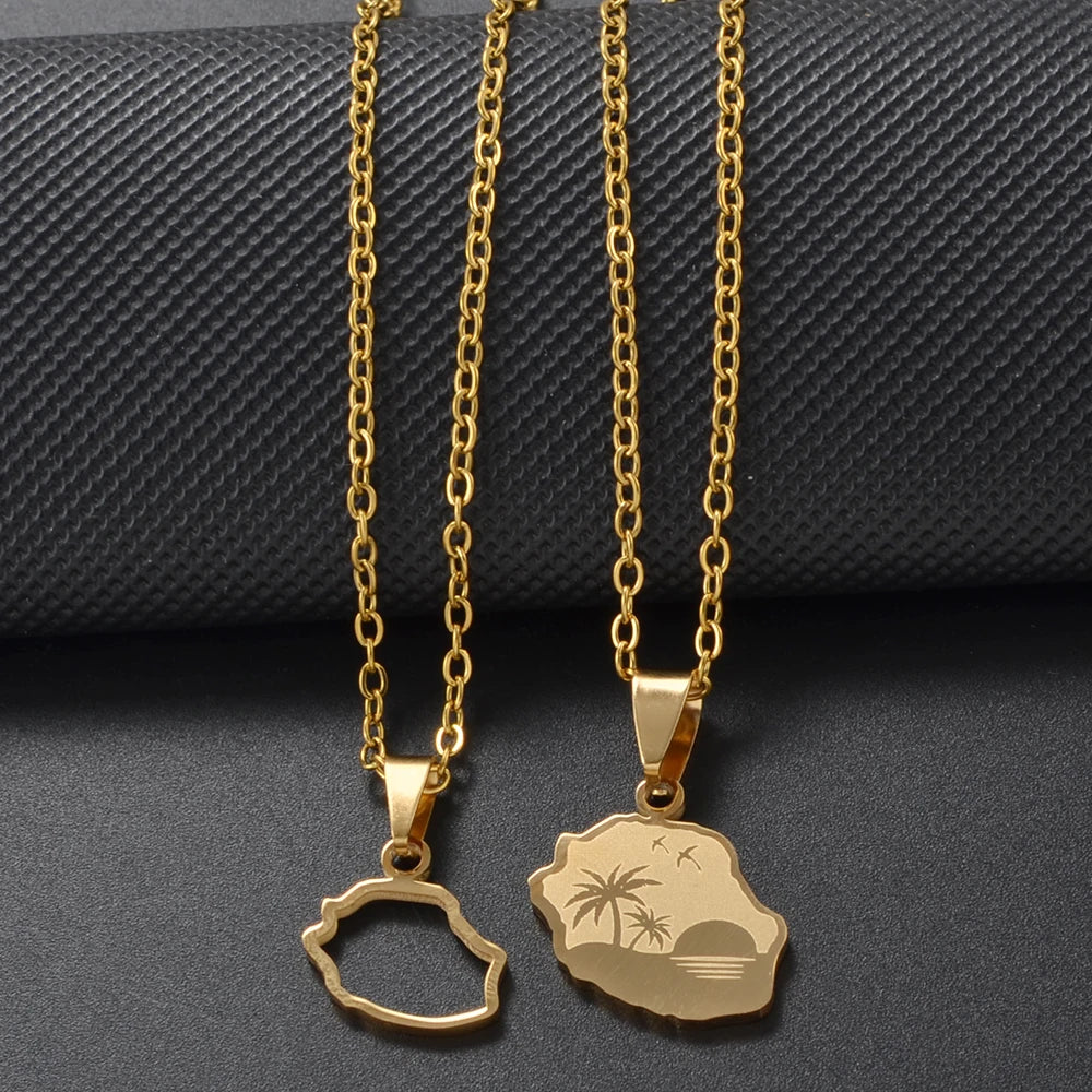 ✨ Collier + Pendentif des outres-mers hibiscus en Acier Inox