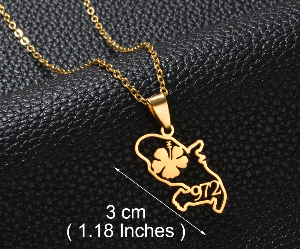 ✨ Collier + Pendentif des outres-mers hibiscus en Acier Inox